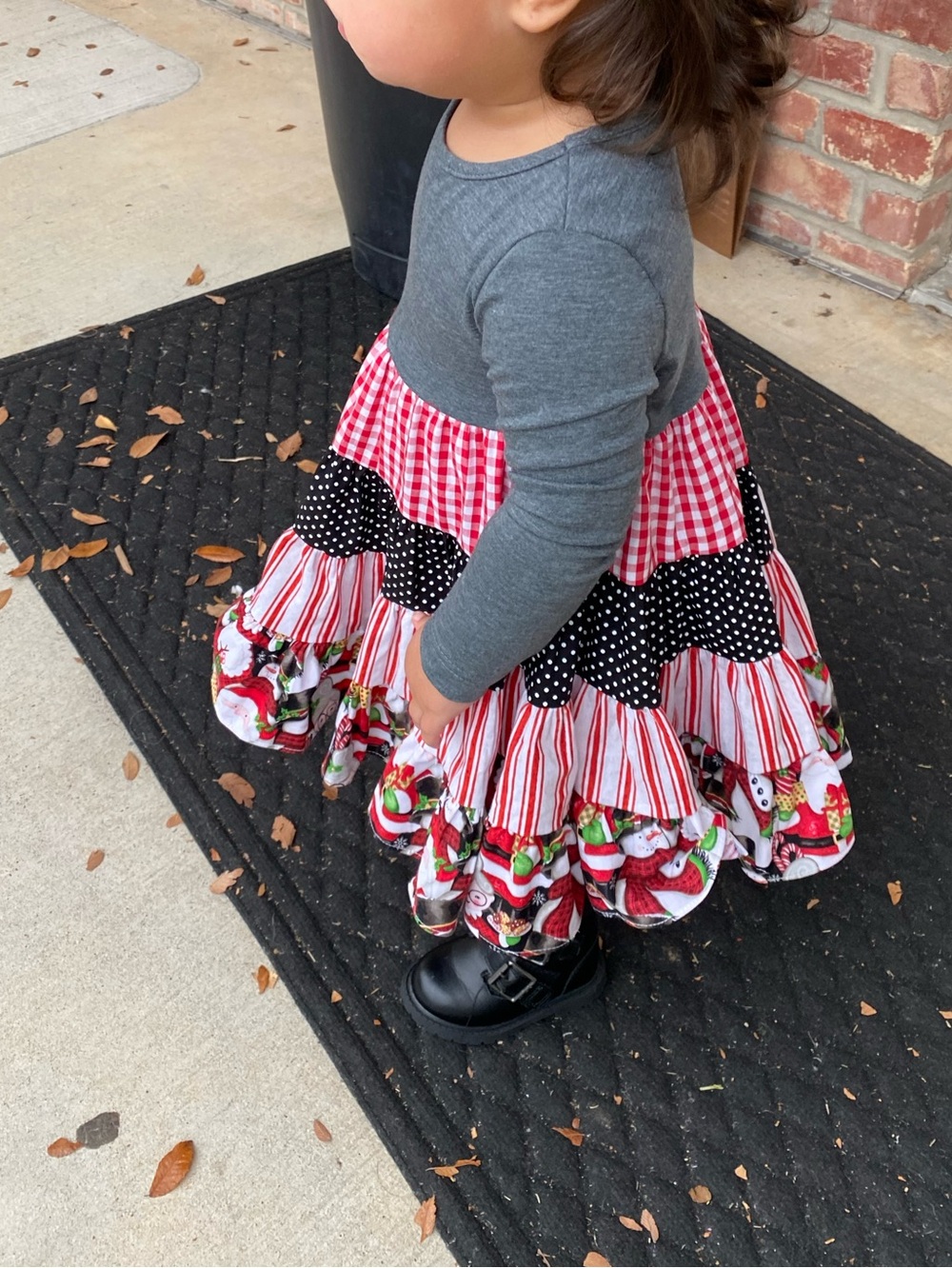 Ricrac & Ruffles - Girls Red & Black Tiered Christmas Dress